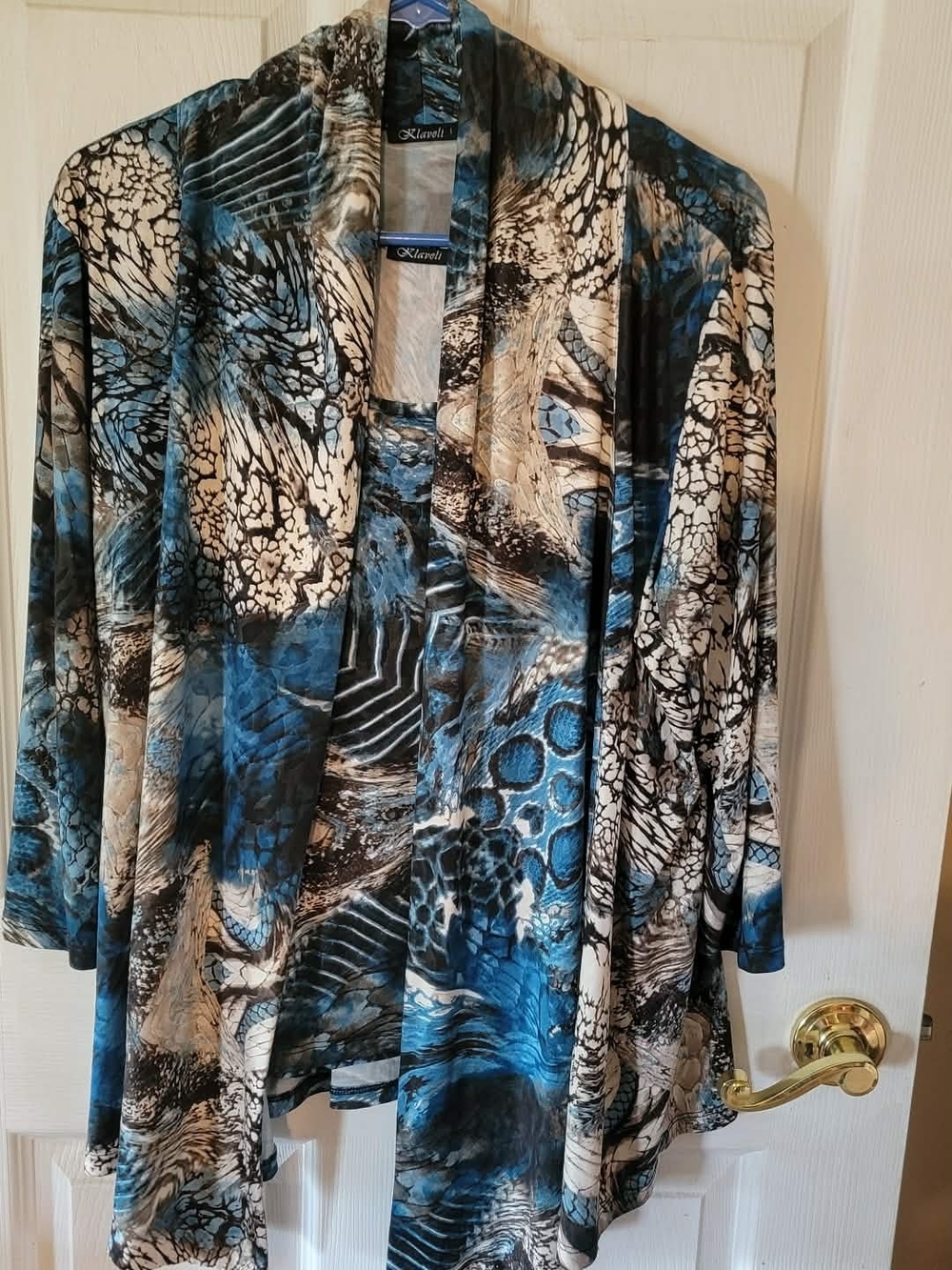 Tagaella Blue Multi Print Open Cardigan Set